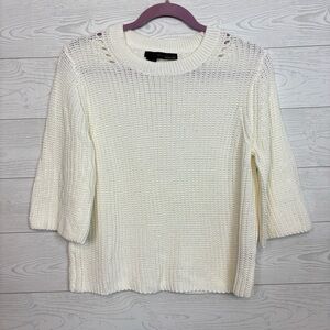 360 Sweater Italian Yarn White Knit Sweater Size Large